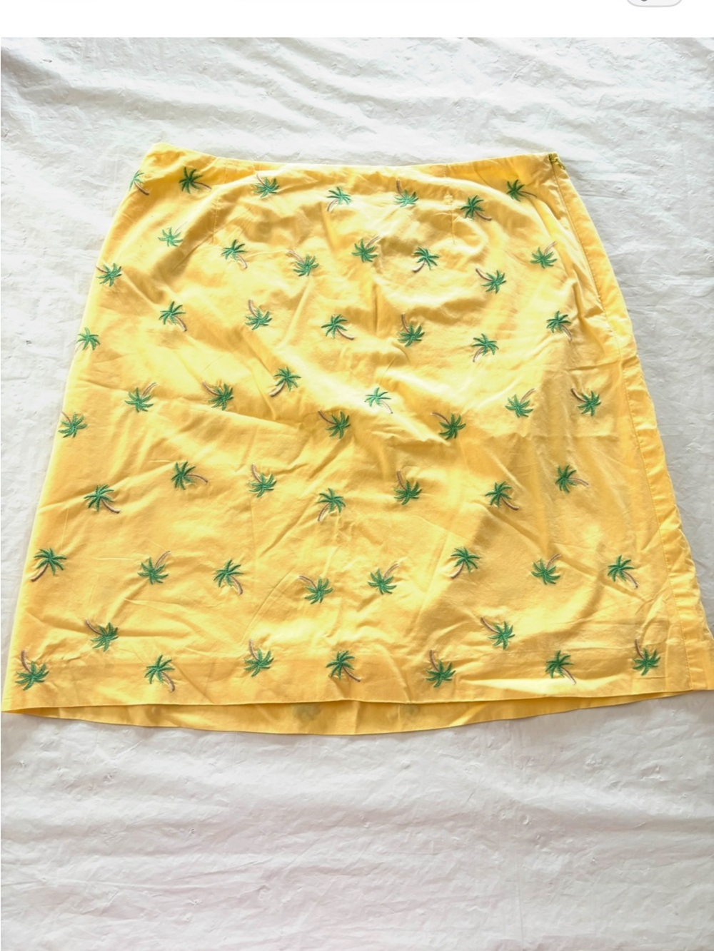 Talbots Yellow Green Palm-Print A-Line Skirt SZ 10 P Worn 2X